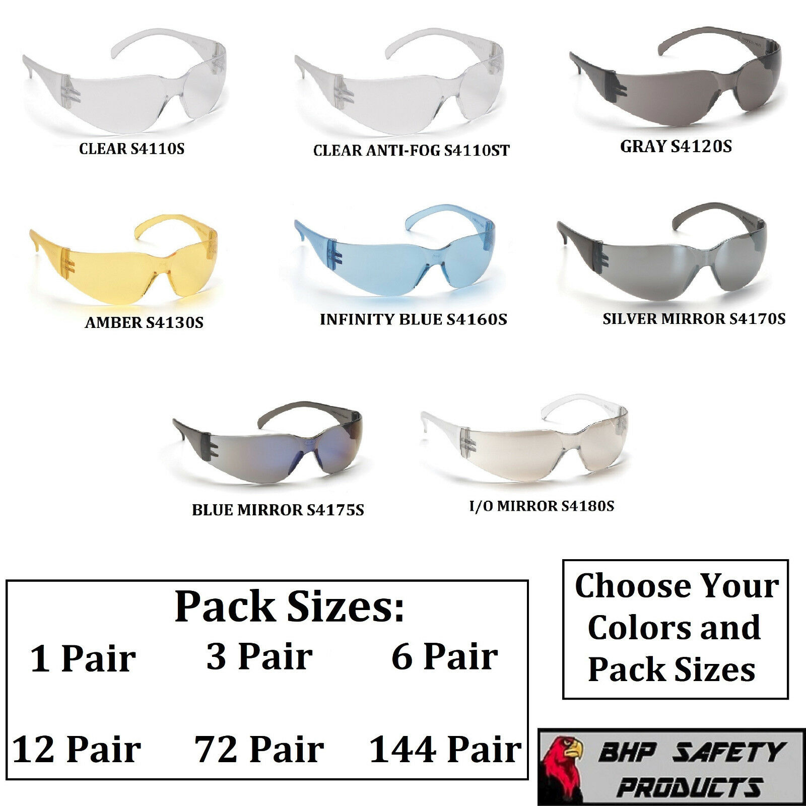 Pyramex Intruder Safety Glasses Ansi Z87+ Work Eyewear - Lightweight, Sunglasses