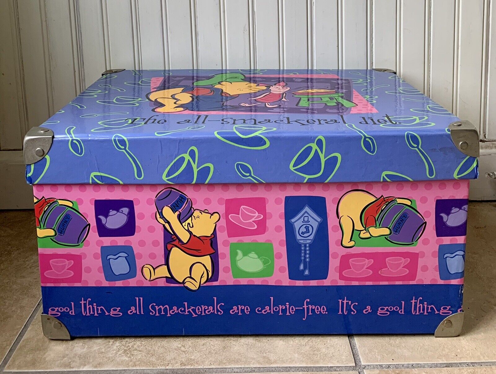Vintage Disney Winnie The Pooh Storage Toy Box Treasure Chest Metal Hardware